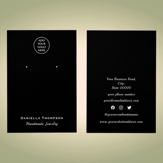 Eenvoudige Zwarte En Witte Sieraden Oorbellen Disp Visitekaartje