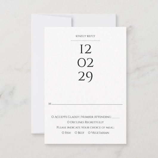 Eenvoudige Zwarte En Witte Speciale Datum Trouwdag RSVP Kaartje (Voorkant)