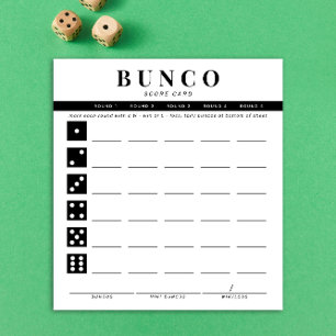 Eenvoudige zwarte en witte vierronde Bunco-smartca