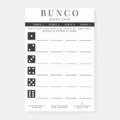 Eenvoudige zwarte en witte vierronde Bunco-smartca Post-it® Notes (Voorkant)