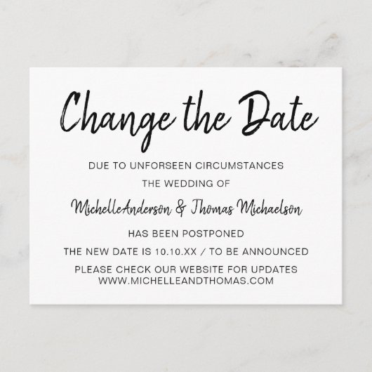 Eenvoudige zwarte en witte wijziging van de datum aankondigingskaart (Voorkant)