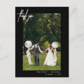 Eenvoudige zwarte foto modern dank u briefkaart (Voorkant)