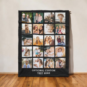 Eenvoudige Zwarte Fotocollage 20 Afbeelding Gepers Fleece Deken