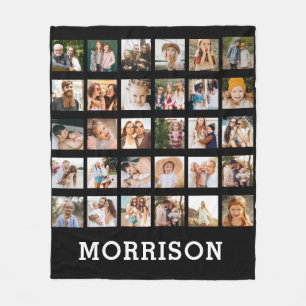 Eenvoudige Zwarte Fotocollage 30 Afbeelding Gepers Fleece Deken