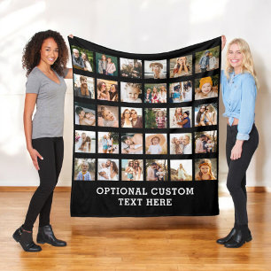 Eenvoudige Zwarte Fotocollage 30 Afbeelding Gepers Fleece Deken