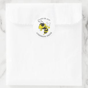 Eenvoudige zwarte gele jas van Afstuderen Ronde Sticker