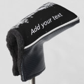 Eenvoudige zwarte glittersparren voegen jouw tekst golfheadcover (3/4 voorkant)