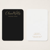 Eenvoudige zwarte Gold Script Earning Display Card Visitekaartje (Voorkant /achterkant)