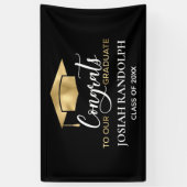 Eenvoudige zwarte goudbanner voor Afstuderen Spandoek (Verticaal)