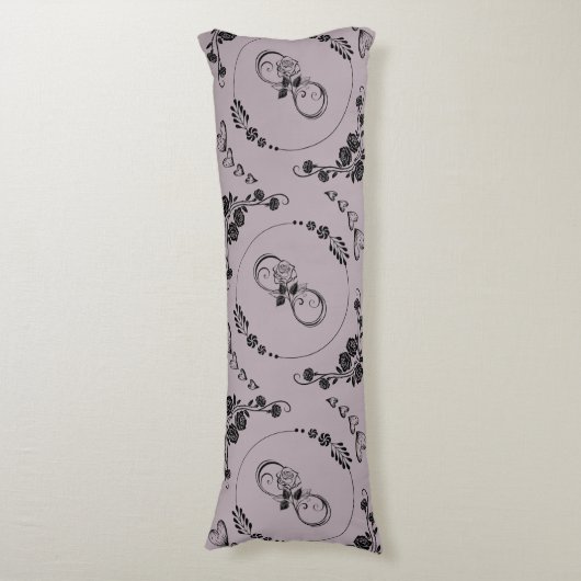 Eenvoudige zwarte harten, bloemig, oneindig op Mau Lichaamskussen (Voorkant Verticaal)