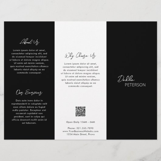 Eenvoudige zwarte hedendaagse QR-code Modern Flyer (Voorkant)