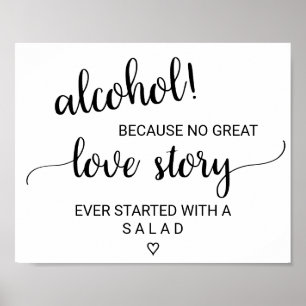 Eenvoudige zwarte kalligrafie Alcohol Love Story S Poster