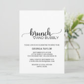 Eenvoudige zwarte kalligrafie Brunch en Bubble Kaart (Staand voorkant)