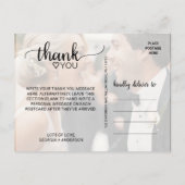 Eenvoudige zwarte kalligrafie Foto bedankt Briefkaart (Achterkant)