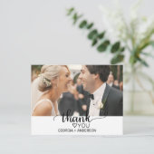 Eenvoudige zwarte kalligrafie Foto bedankt Briefkaart (Staand voorkant)