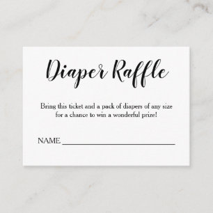 Eenvoudige zwarte kalligrafie luier Raffle Insert Informatiekaartje