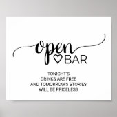 Eenvoudige zwarte kalligrafie Open Bar Poster (Voorkant)