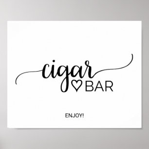 Eenvoudige zwarte kalligrafie Sigar Bar Poster