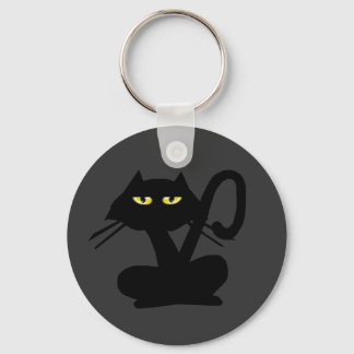 Eenvoudige zwarte kat-Sleutelhanger Sleutelhanger