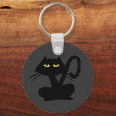 Eenvoudige zwarte kat-Sleutelhanger Sleutelhanger (Voorkant)