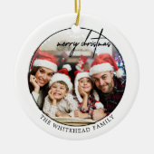 Eenvoudige zwarte kerstfoto keramisch ornament (Voorkant)