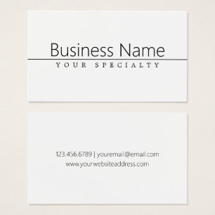 Eenvoudige zwarte klastekst op wit visitekaartje