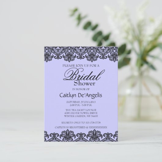 Eenvoudige zwarte-lade bridal-Showuitnodiging Kaart (Staand voorkant)