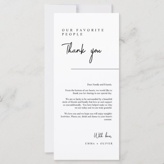 Eenvoudige zwarte menutabel Sorteren Hartelijk dan (Achterkant)