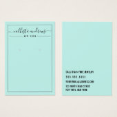 Eenvoudige zwarte Mint Cursive Earring Display Kaa Visitekaartje (Voorkant /achterkant)