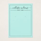 Eenvoudige zwarte Mint Cursive Earring Display Kaa Visitekaartje (Voorkant)
