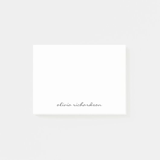 Eenvoudige zwarte moderne handgeschreven scripttyp post-it® notes (Voorkant)