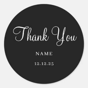 Eenvoudige zwarte moderne minimalistische trouwkla ronde sticker