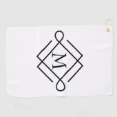 Eenvoudige zwarte monogram Golfhanddoek (Horizontaal)