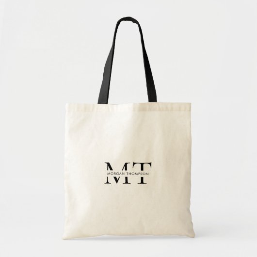Eenvoudige zwarte monogram scriptnaam tote bag (Voorkant)