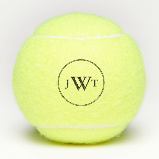 Eenvoudige zwarte Monogram Tekst Sjabloon Tennisballen (Voorkant)