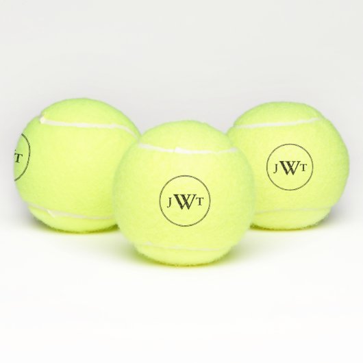 Eenvoudige zwarte Monogram Tekst Sjabloon Tennisballen (Multi)