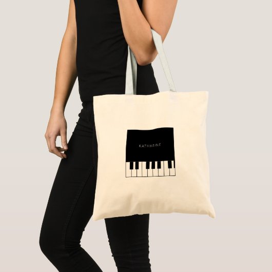 Eenvoudige zwarte piano-toetsenborden tote bag (Voorkant (product))