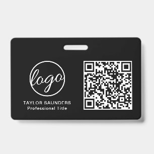 Eenvoudige Zwarte QR-code Personeels-ID Badge