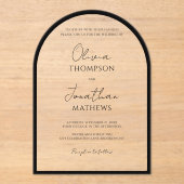 Eenvoudige Zwarte Rand Script Wedding Arch Acryl Uitnodigingen (Voorkant)