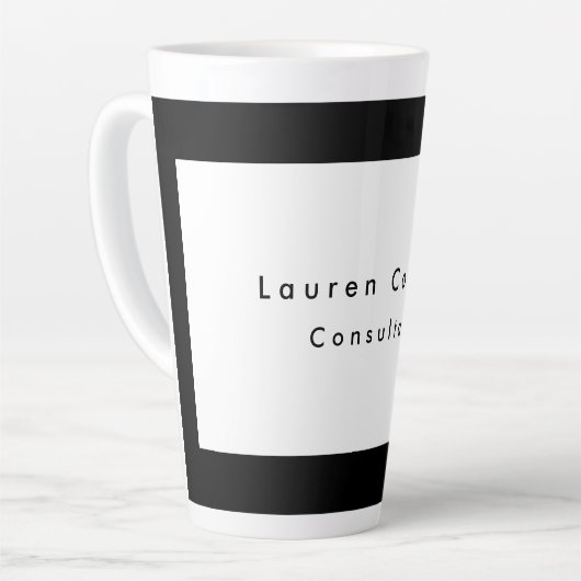 Eenvoudige zwarte rand Witte minimalistische moder Latte Mok (Linkerhoek)