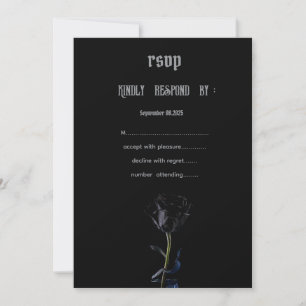 Eenvoudige Zwarte Rozen Gotische RSVP Kaart