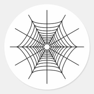 Eenvoudige Zwarte Spinnenweb Vorm Halloween Ronde Sticker