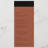 Eenvoudige Zwarte Streep Terracotta Bruiloft Menu (Voorkant)