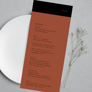 Eenvoudige Zwarte Streep Terracotta Bruiloft Menu