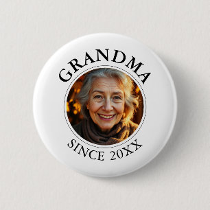 Eenvoudige zwarte tekst en foto oma sinds ronde button 5,7 cm