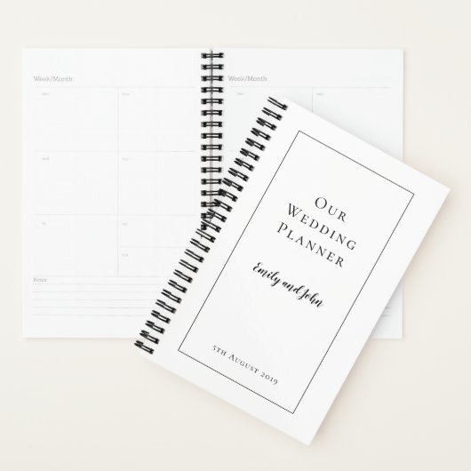 Eenvoudige zwarte typografie en grens Bruiloft Planner (Display)