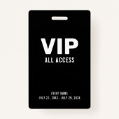 Eenvoudige zwarte VIP All Access Pass Event ID Bad Badge (Voorkant)