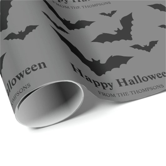 Eenvoudige zwarte vleermuis silhouetten op grijze cadeaupapier (Rol Hoek)