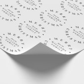 Eenvoudige Zwarte Vrolijke Kerstmis Custom Name Ho Cadeaupapier (Hoek)