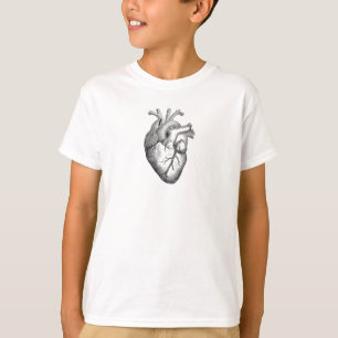 Eenvoudige zwarte witte anatomie hartillustratie t-shirt